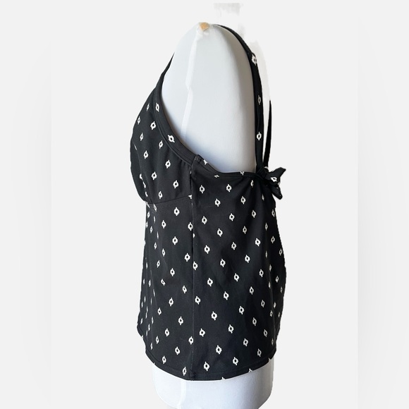 Lands End Tankini Black White Size 14 D Small Diamond Pattern Adjustable Strap - Picture 3 of 15